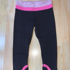 Lululemon Run Inspire Crop II Black/Pink Legging 6